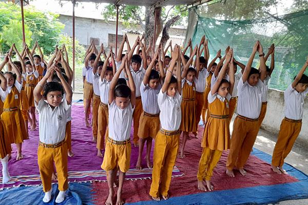 8th International Yoga Day celebrated at MVM Bilaspur.
